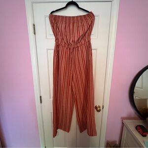 No Boundaries Terracotta Striped Jumpsuit